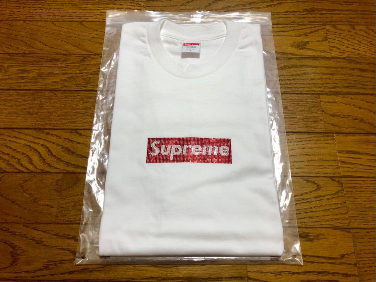 新品 白L 19SS Supreme Swarovski Box Logo Tee 新品 白L 19SS Supreme Swarovski Box Logo Tee