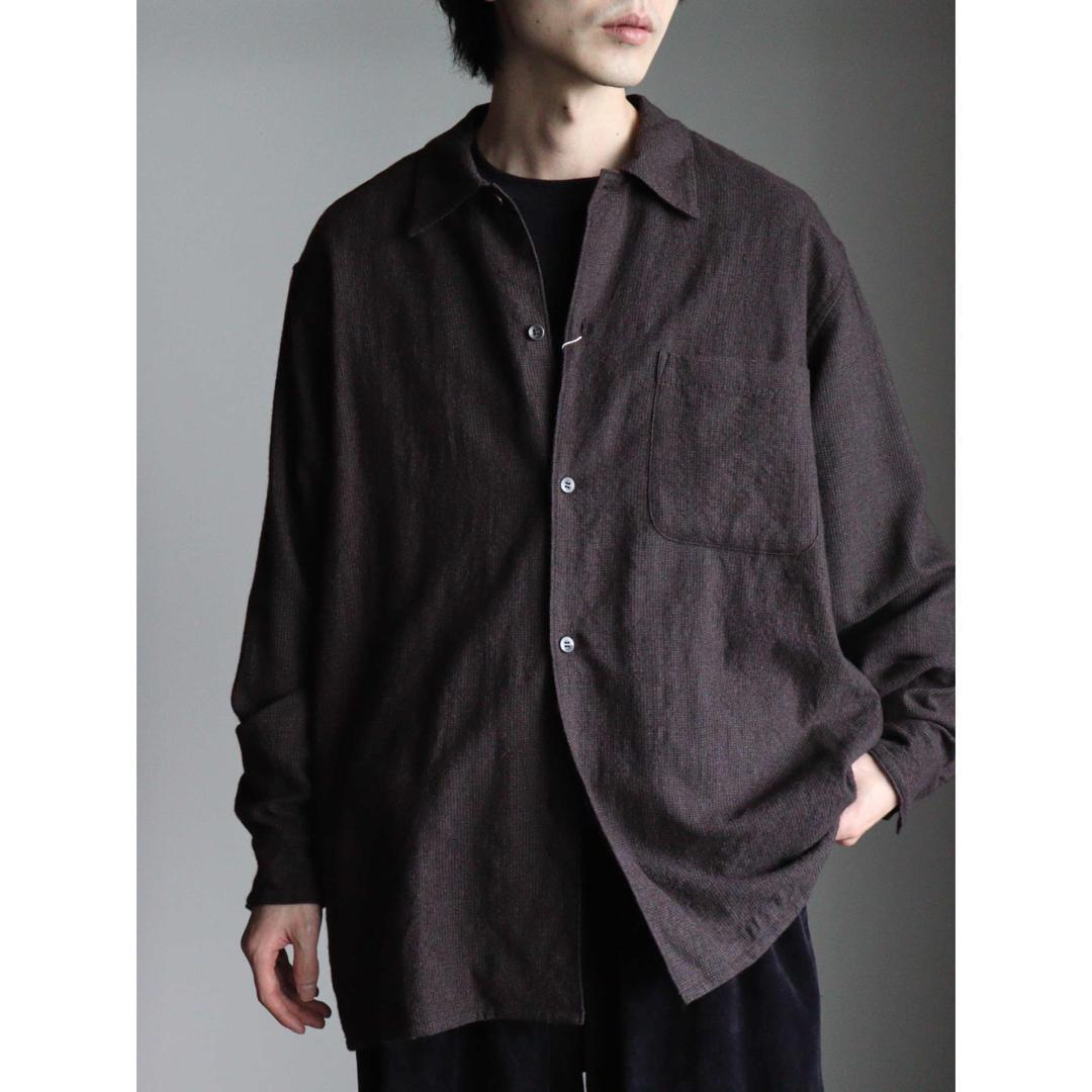 COMOLI コモリ ウールシャツ navy 4 縮絨ウール オープンカラー COMOLI コモリ ウールシャツ navy 4 縮絨ウール オープンカラー