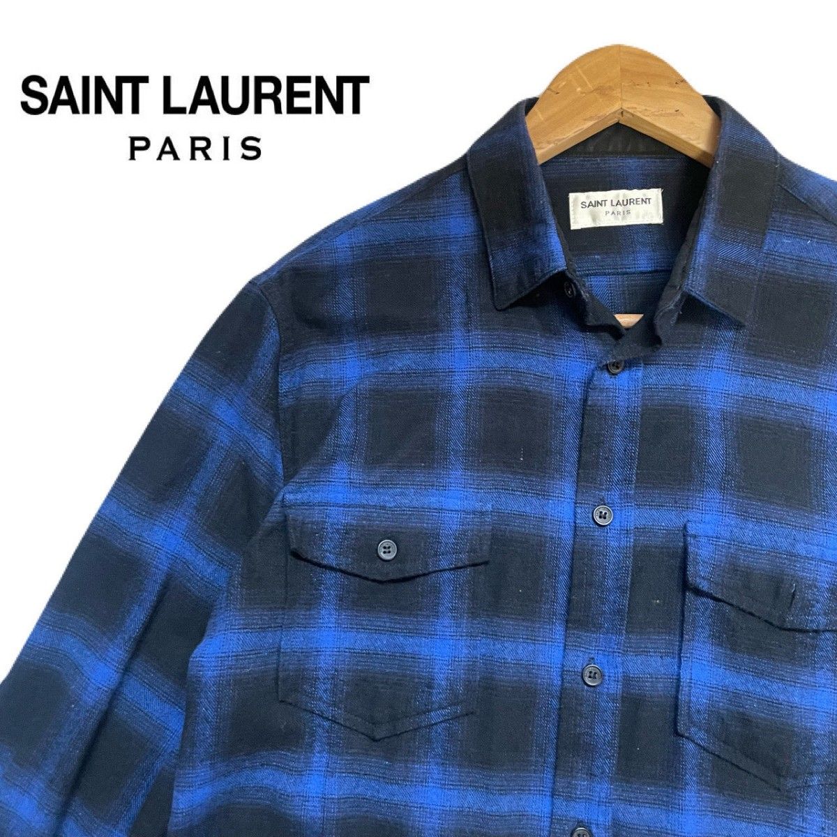 サンローラン Saint Laurent PARIS オンブレチェックシャツ 長袖 サンローラン Saint Laurent PARIS オンブレチェックシャツ 長袖
