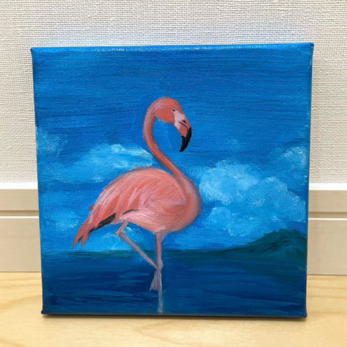 油絵 油彩画 フラミンゴ アート インテリア キャンバス 風景画
