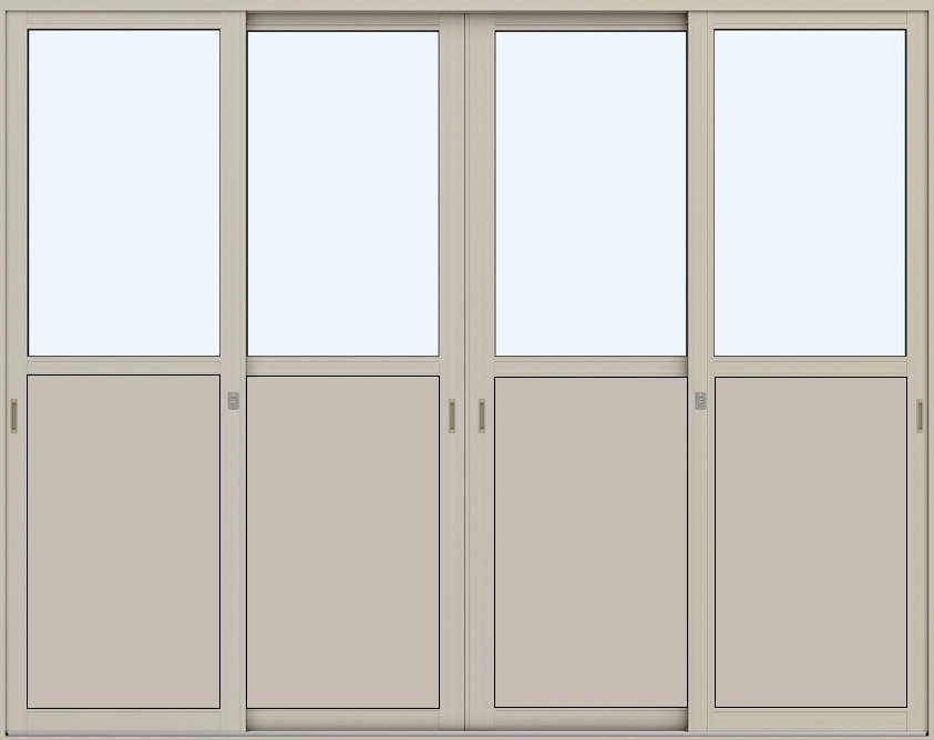 ★【DIY】【断熱土間引戸】Ykkap 店舗用 土間用 エピソードⅡNEO W3510×H1830 (34718)召合せ錠仕様 複層 中桟付