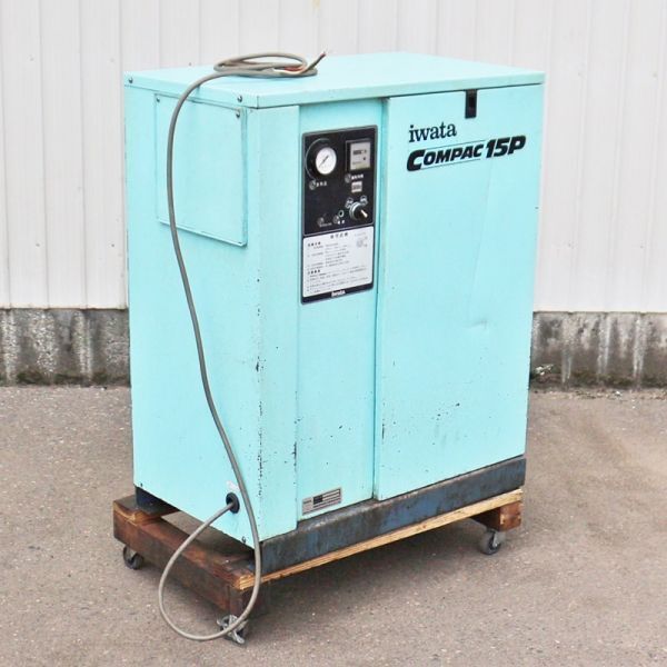 新潟発】イワタ コンプレッサー CSD-15P 3481h 三相200V 50Hz 新潟発】イワタ コンプレッサー CSD-15P 3481h 三相200V 50Hz