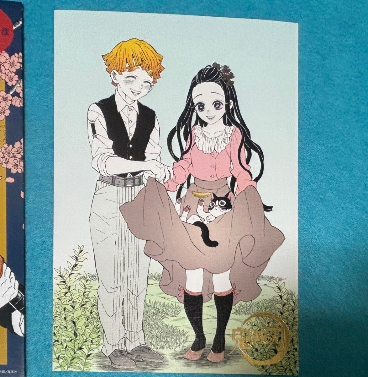 我妻善逸 竈門禰豆子 鬼滅の刃 箔押しイラストカード 我妻善逸 竈門禰豆子 鬼滅の刃 箔押しイラストカード