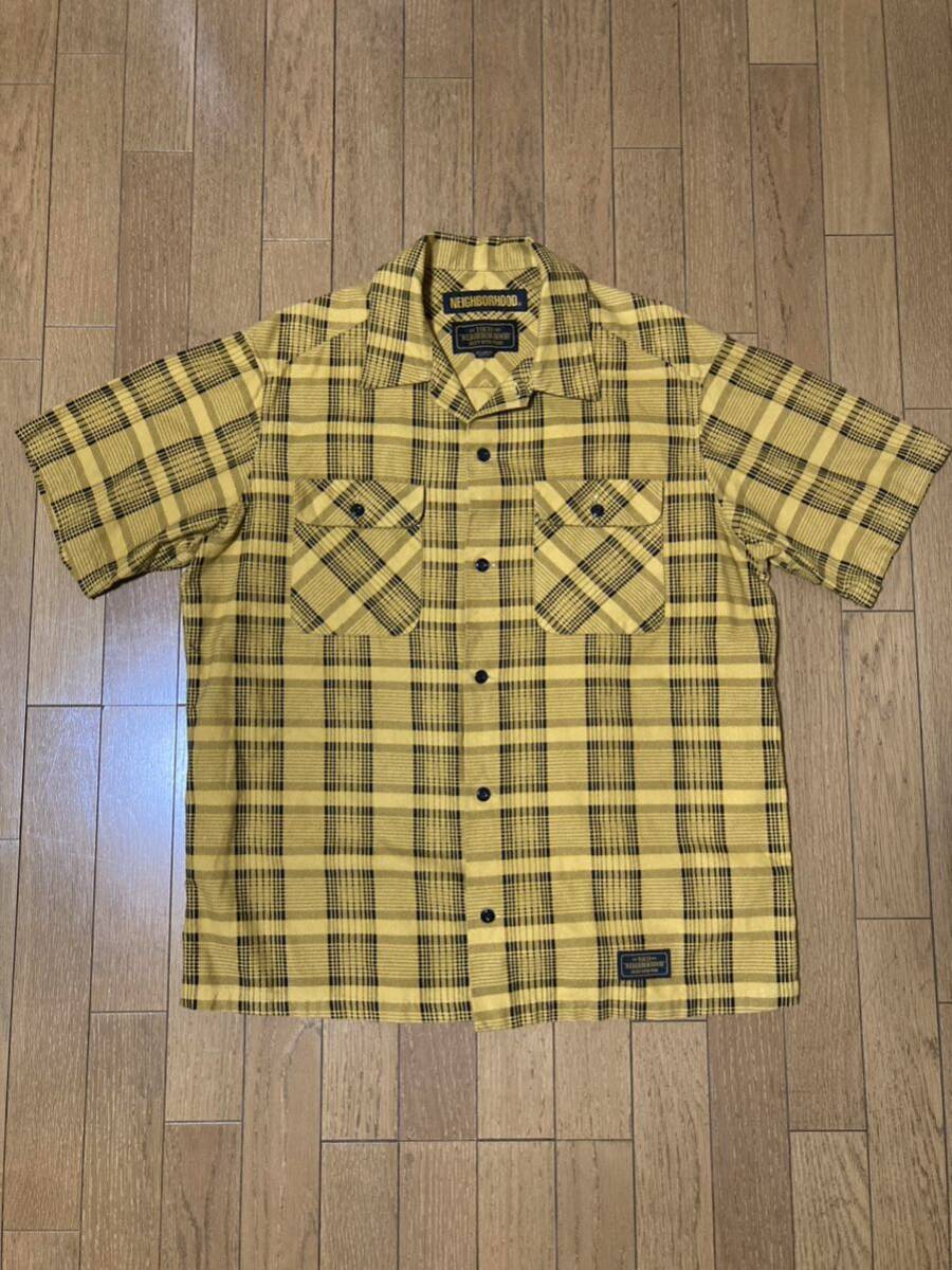ネイバーフッド B&C C-SHIRT SS 半袖シャツ XL イエロー チェック ネルシャツ