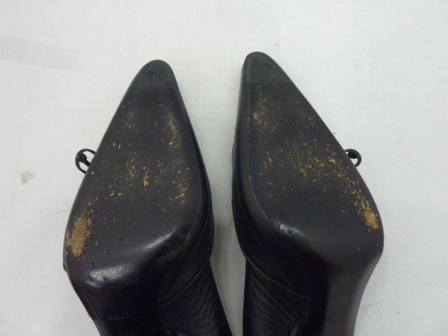 BALLY バリー レザー パンプス サンダル サイズ36 黒 リボン レディース 靴_画像2