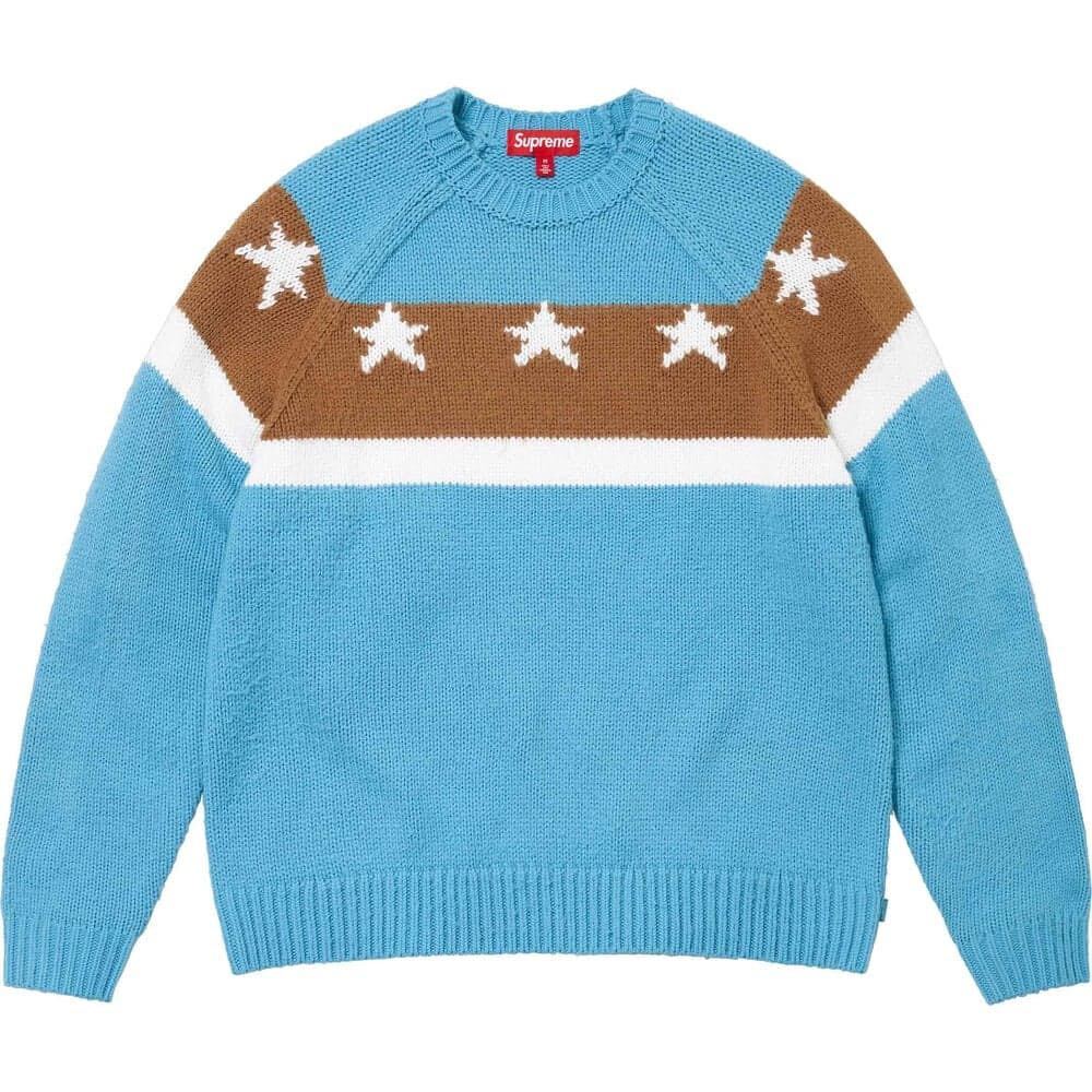 送料無料 M 水色 Supreme Stars Sweater Dusty Blue 24SS 送料無料 M 水色 Supreme Stars Sweater Dusty Blue 24SS