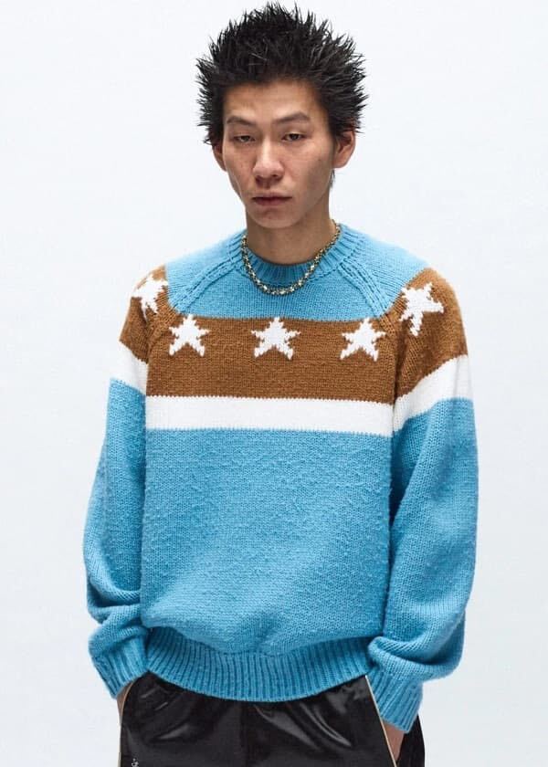 送料無料 M 水色 Supreme Stars Sweater Dusty Blue 24SS 送料無料 M 水色 Supreme Stars Sweater Dusty Blue 24SS