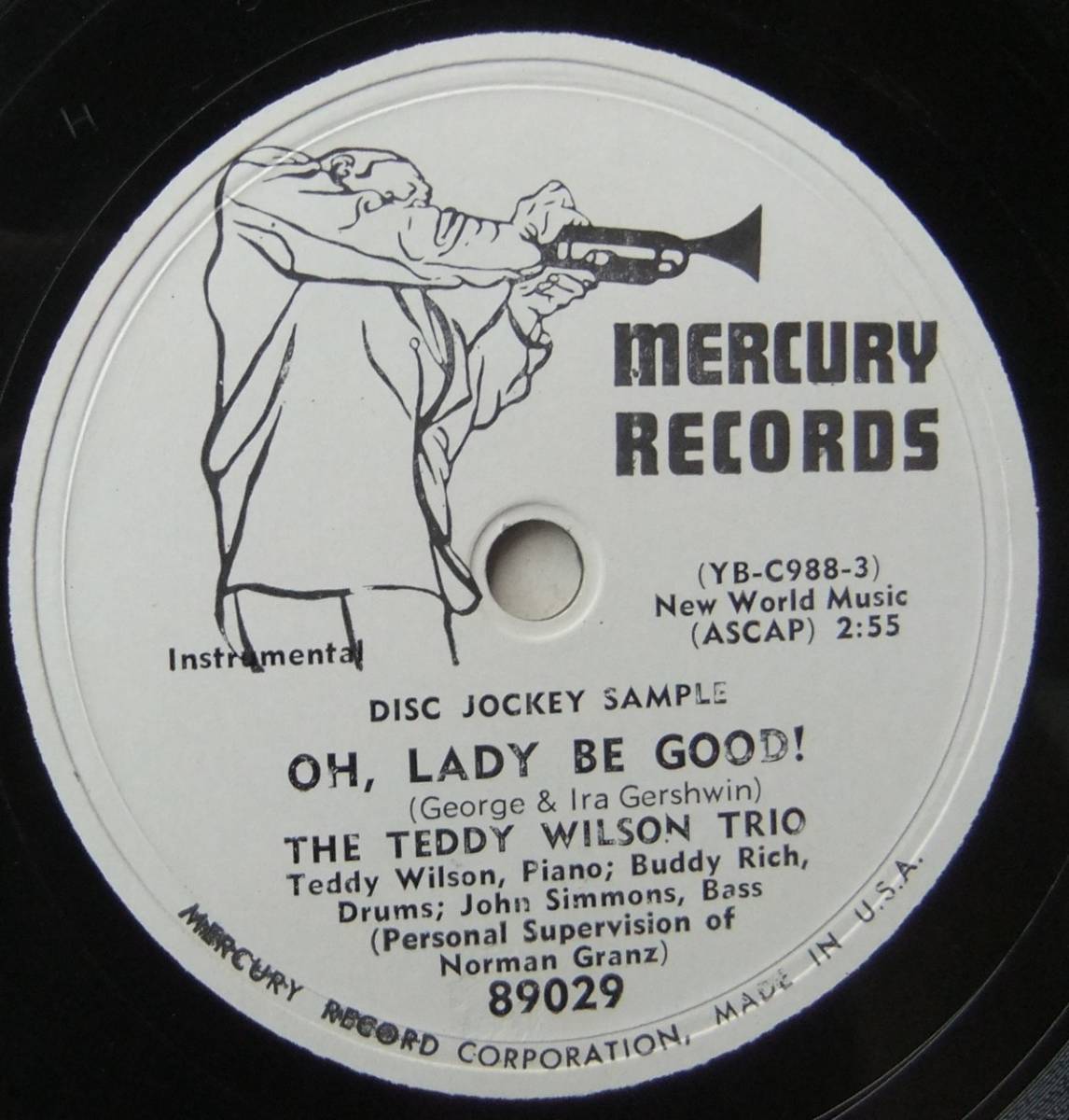 ◆ TEDDY WILSON Trio ◆ Darn That Dream / Oh, Lady Be Good ! ◆ Mercury 89029 (78rpm SP / promo) ◆_画像3