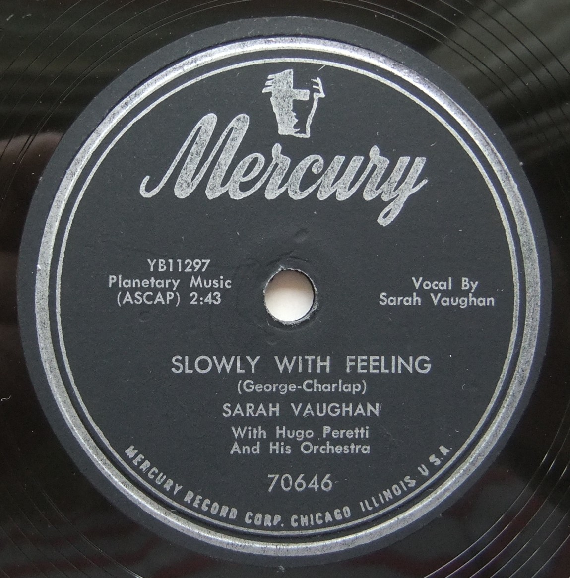 * SARAH VAUGHAN * Slowly With Feeling / Experience Unnecessary * Mercury 70646 (78rpm SP) *