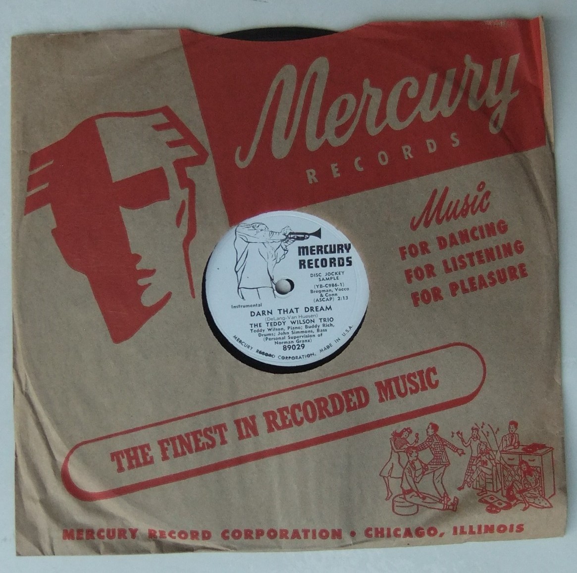 ◆ TEDDY WILSON Trio ◆ Darn That Dream / Oh, Lady Be Good ! ◆ Mercury 89029 (78rpm SP / promo) ◆_画像1