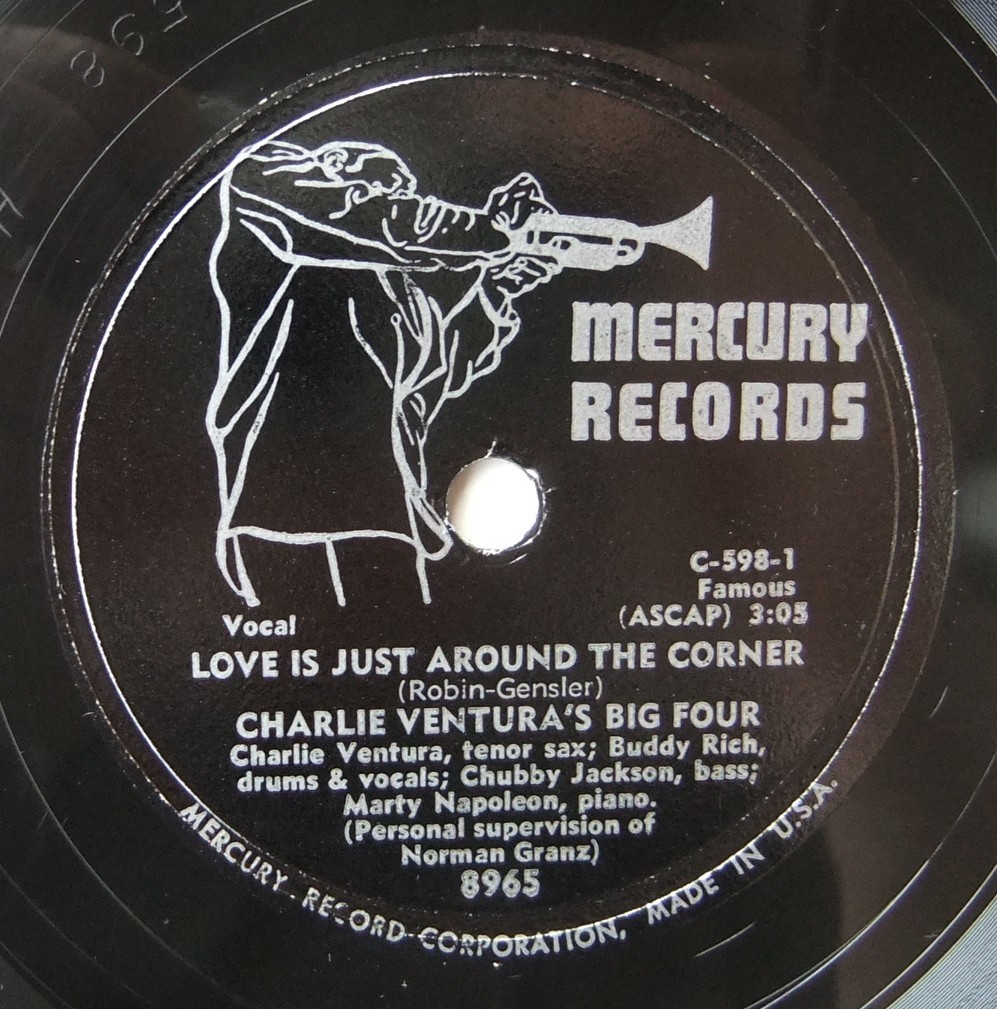 ◆ CHARLIE VENTURA ◆ Love Is Just Around The Corner / O.H. Blues ◆ Mercury 8965 (78rpm SP) ◆_画像2