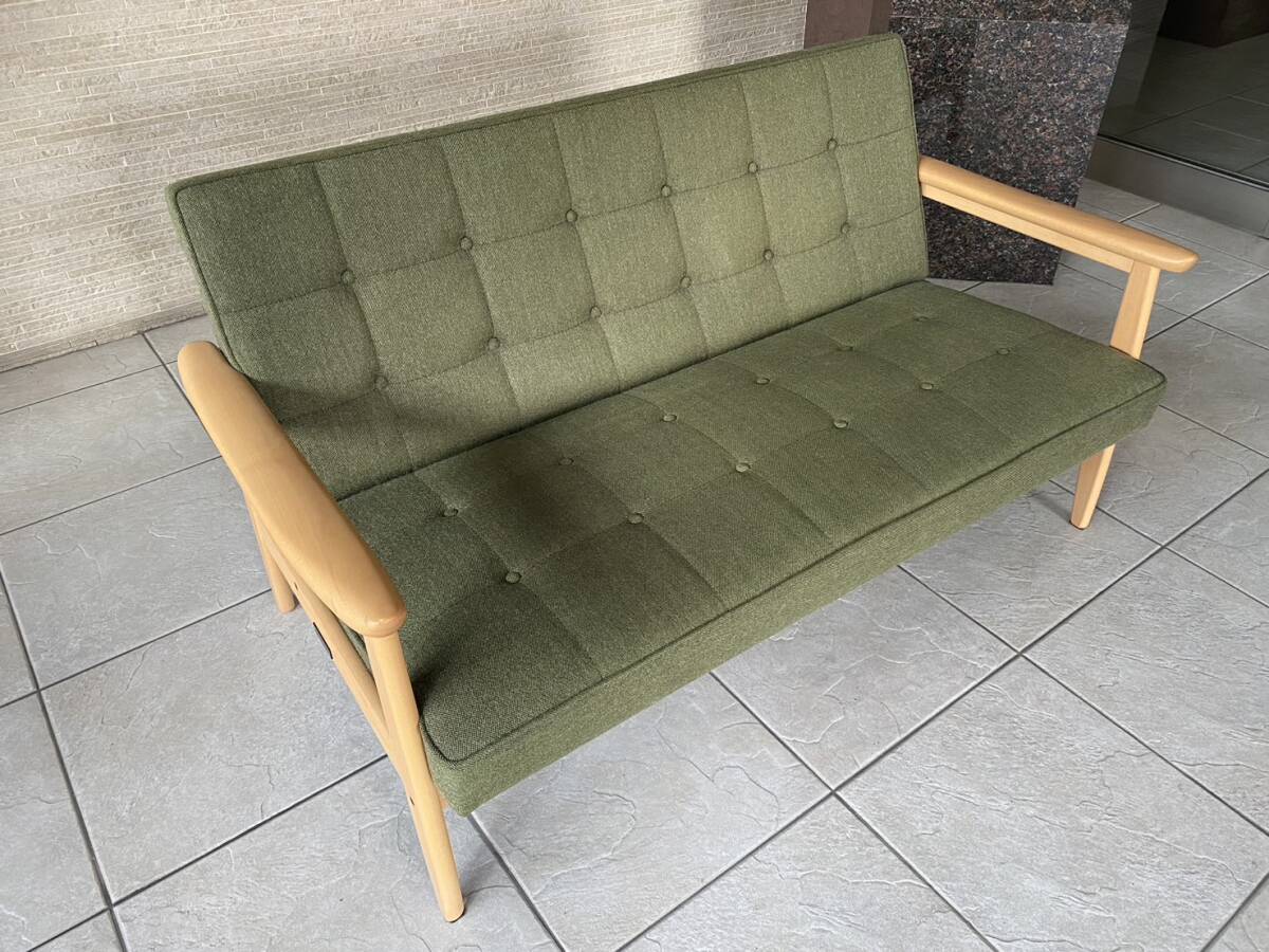 ★【美品】※福岡市内無料配送※ カリモク60 2シーターソファ 2人掛けソファ 天然木