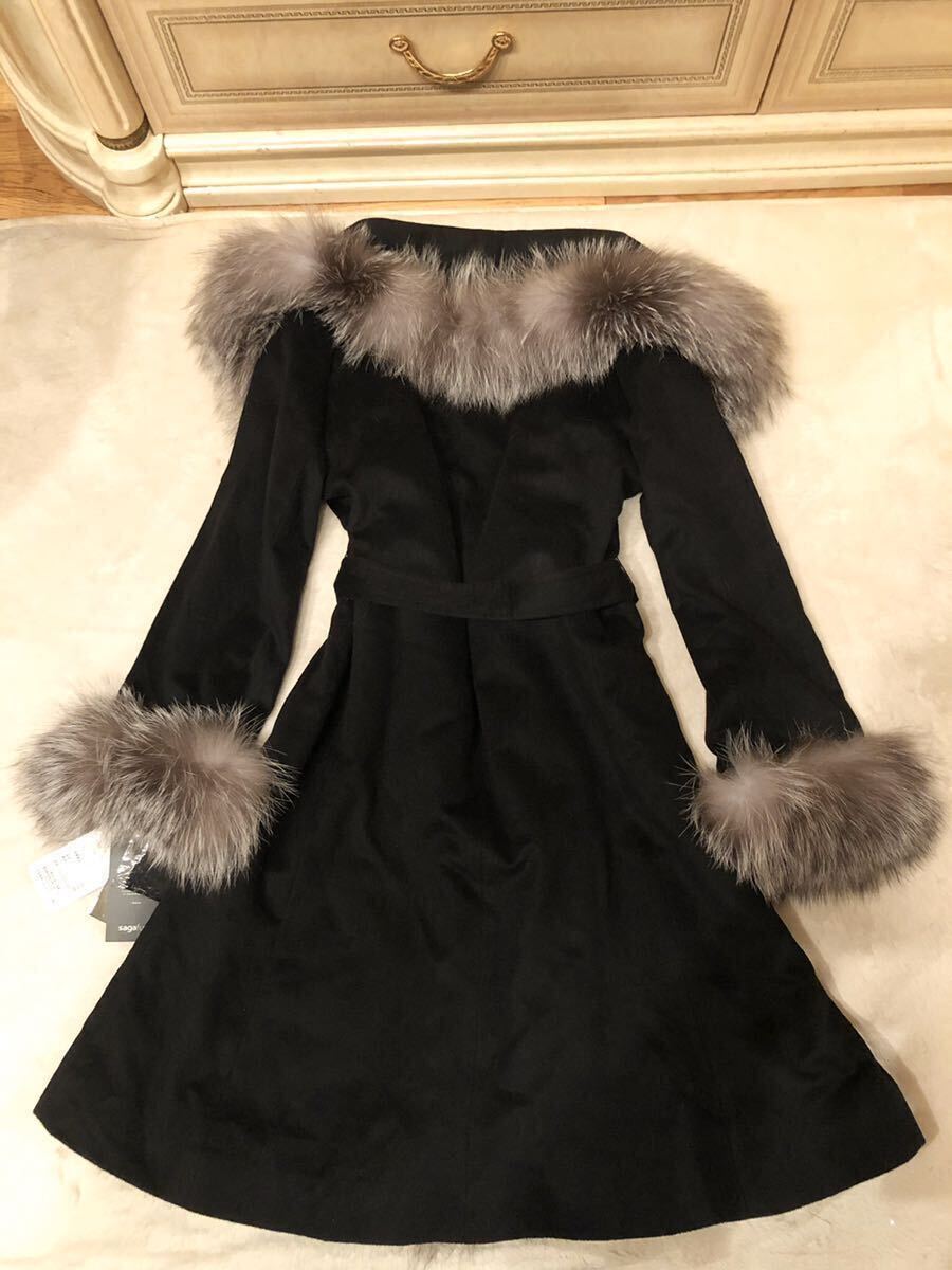 TOMI最高級フロストブルーフォックスファーカシミア100%王様襟 TOMI最高級フロストブルーフォックスファーカシミア100%王様襟