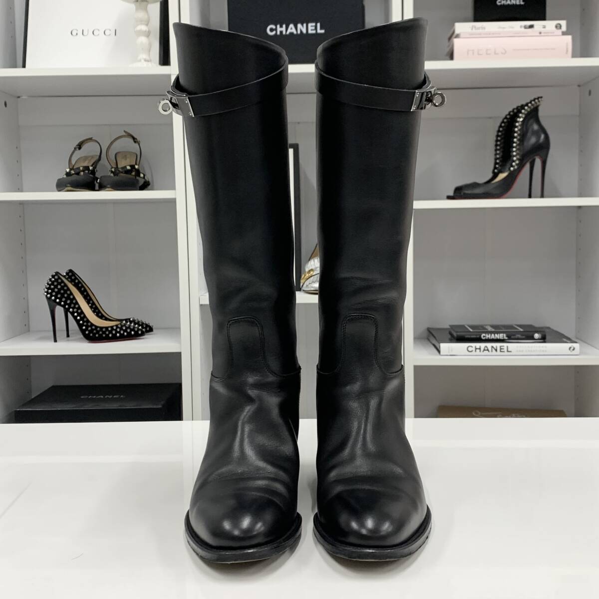 9761 エルメス ジャンピング ケリー金具 レザー ロングブーツ 9761 エルメス ジャンピング ケリー金具 レザー ロングブーツ