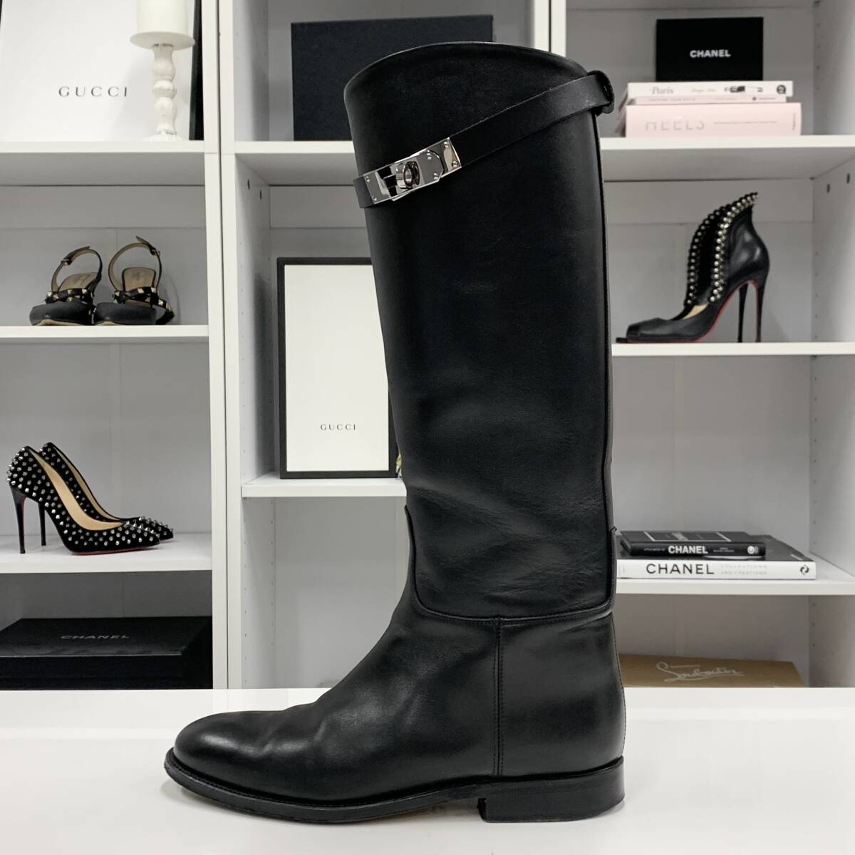 9761 エルメス ジャンピング ケリー金具 レザー ロングブーツ 9761 エルメス ジャンピング ケリー金具 レザー ロングブーツ