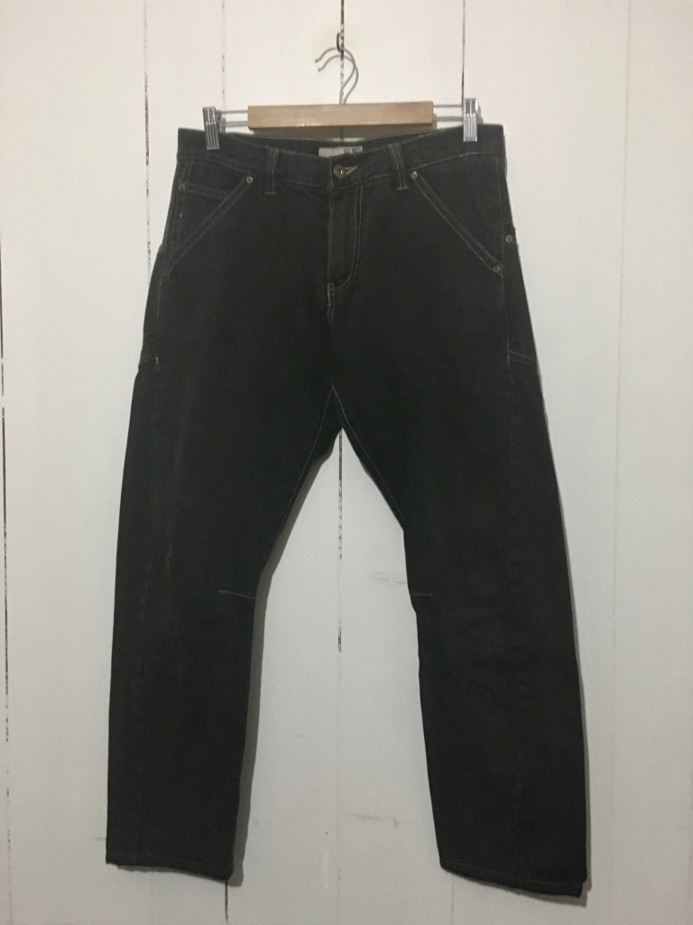 *grn solid cutting black Denim pants jeans L 84cm black deformation Zip pocket cotton 100% cotton 100%