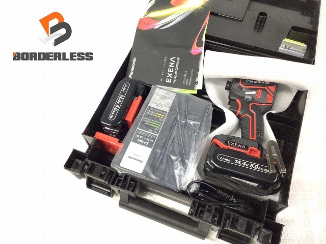 ☆未使用品☆Panasonic パナソニック EXENA Dual 14.4V/18V 充電インパクトドライバ EZ1PD1J14D-R バッテリ2個(14.4V 5.0Ah)充電器付 88221