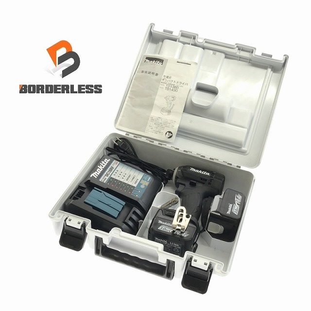 ☆中古美品☆ makita マキタ 14.4V 充電式インパクトドライバ TD138DRFXB 黒/ブラック バッテリー2個(14.4V 3.0Ah) 充電器+ケース 91603