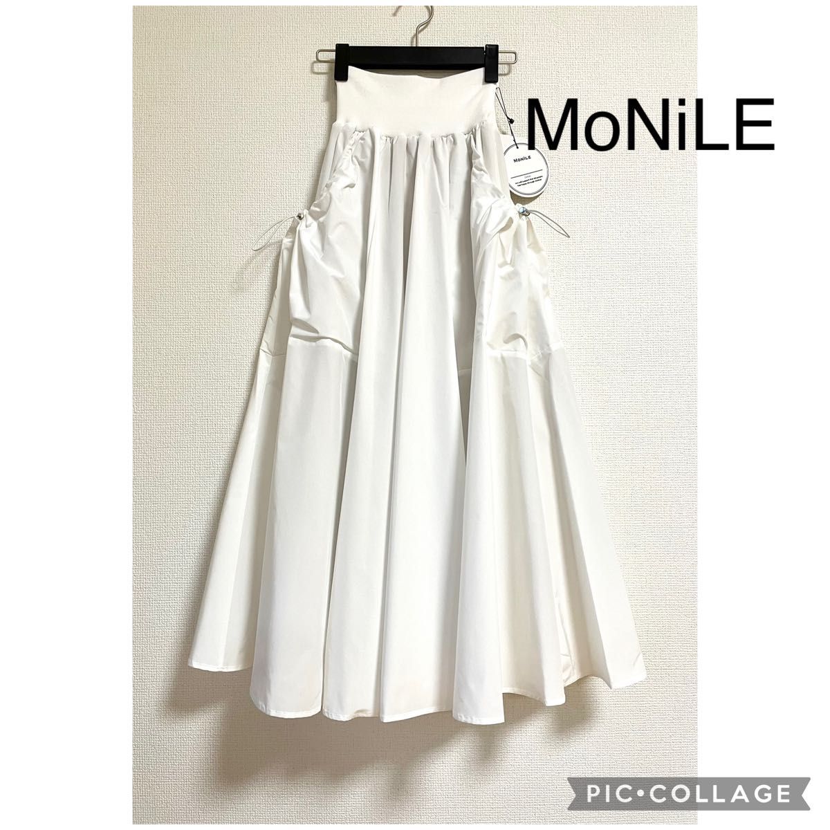 新品】MoNiLE モニーレ ウエストリブ フレアスカート ビッグ 新品】MoNiLE モニーレ ウエストリブ フレアスカート ビッグ