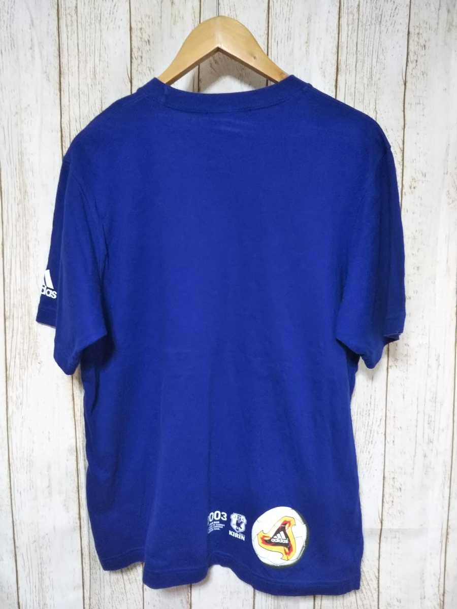 adidas アディダス×キリン KIRIN サッカー 日本代表 JFA Tシャツ 2003-2006 半袖 Lサイズ ブルー_画像2