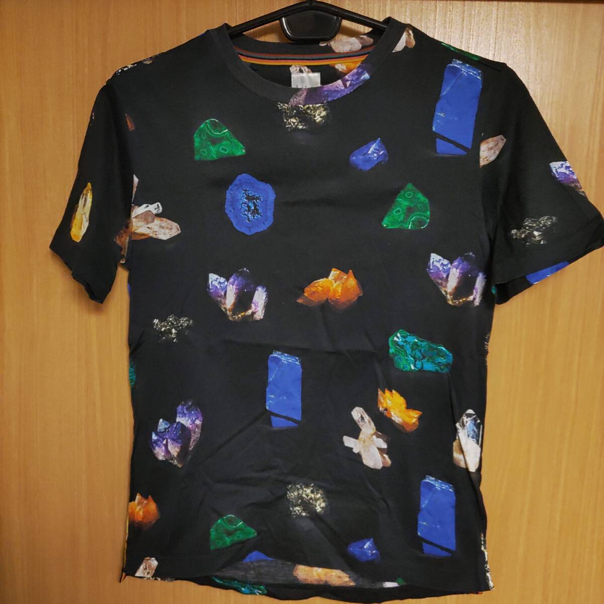 paul smith宝石柄パワーストーン総柄クリスタルTシャツPRECIOUS STONE T-SHIRT鉱物Sサイズ黒ブラック水晶ポールスミス孔雀石ポール・スミス