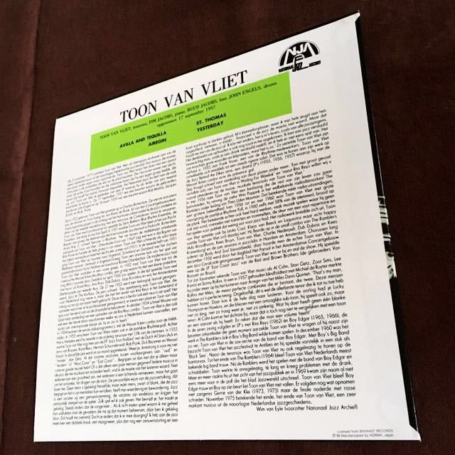 TOON VAN VLIET '57/トーン・ファン・フリート/10インチAnalog LP Record/ピム・ヤコブ/オランダ・ジャズ名作/ハードバップ・テナー名演_画像3