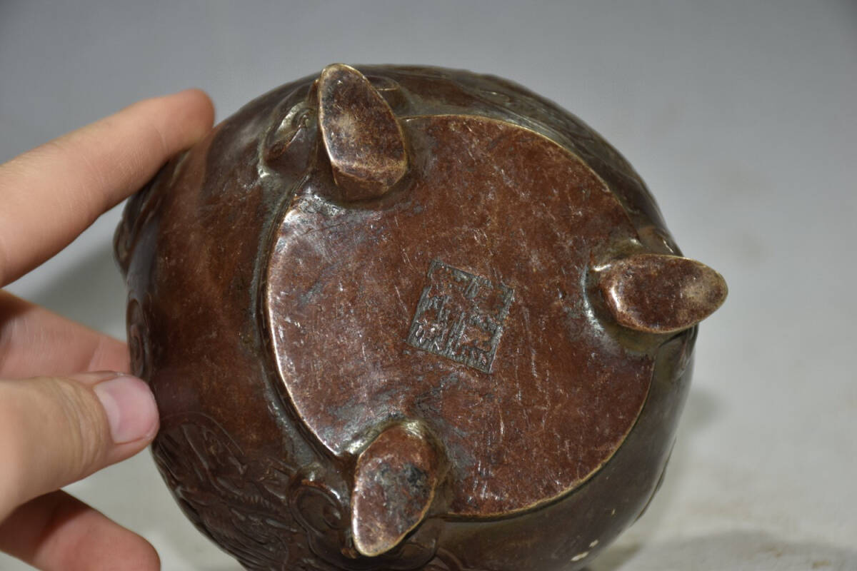 館蔵珍品 銅製 雙獅頭 三足熏香炉』置物 賞物 貴重物品 収蔵品 館蔵珍品 銅製 雙獅頭 三足熏香炉』置物 賞物 貴重物品 収蔵品