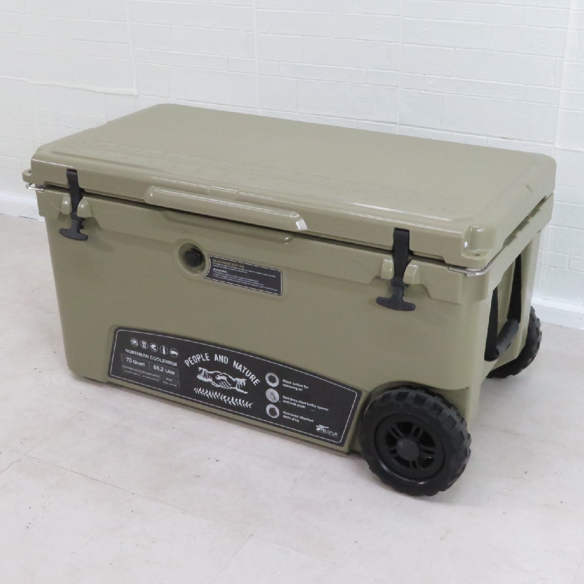 レビュー高評価の商品!の商品をすべて FIELDOOR ノーザンクーラーボックス モスグリーン レジャー 66.2L 保冷 防災 キャンプ 大人数 フィールドア YH13718 中古オフィス家具 30L~