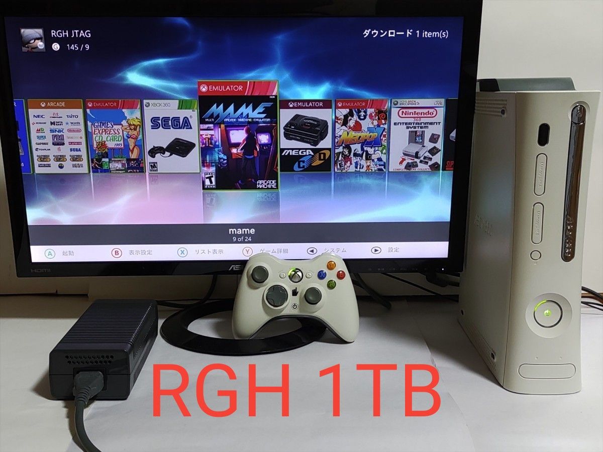 数量は多い RGH Xbox360 1TB v2 日本語化(Jasper 動作OK 付属品付 HDD Xbox360本体