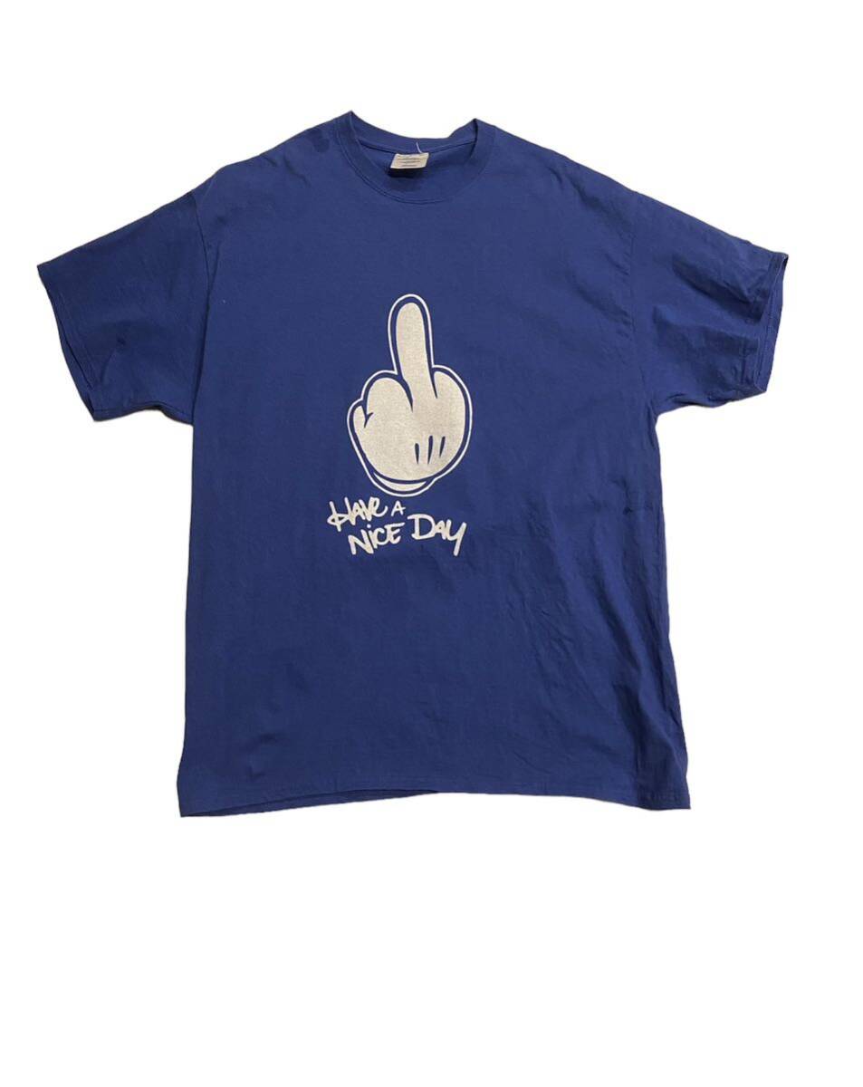 90s〜00s ハンドサイン ミッキー 中指 fuck パロディ XL 半袖T 90s〜00s ハンドサイン ミッキー 中指 fuck パロディ XL 半袖T