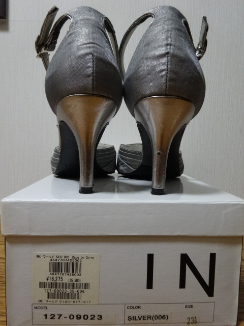 * INDIVI 1.6 ten thousand jpy. regular price goods with special circumstances Indivi world pumps heel sandals mules shoes silver satin dress also 23.5cm 36.5
