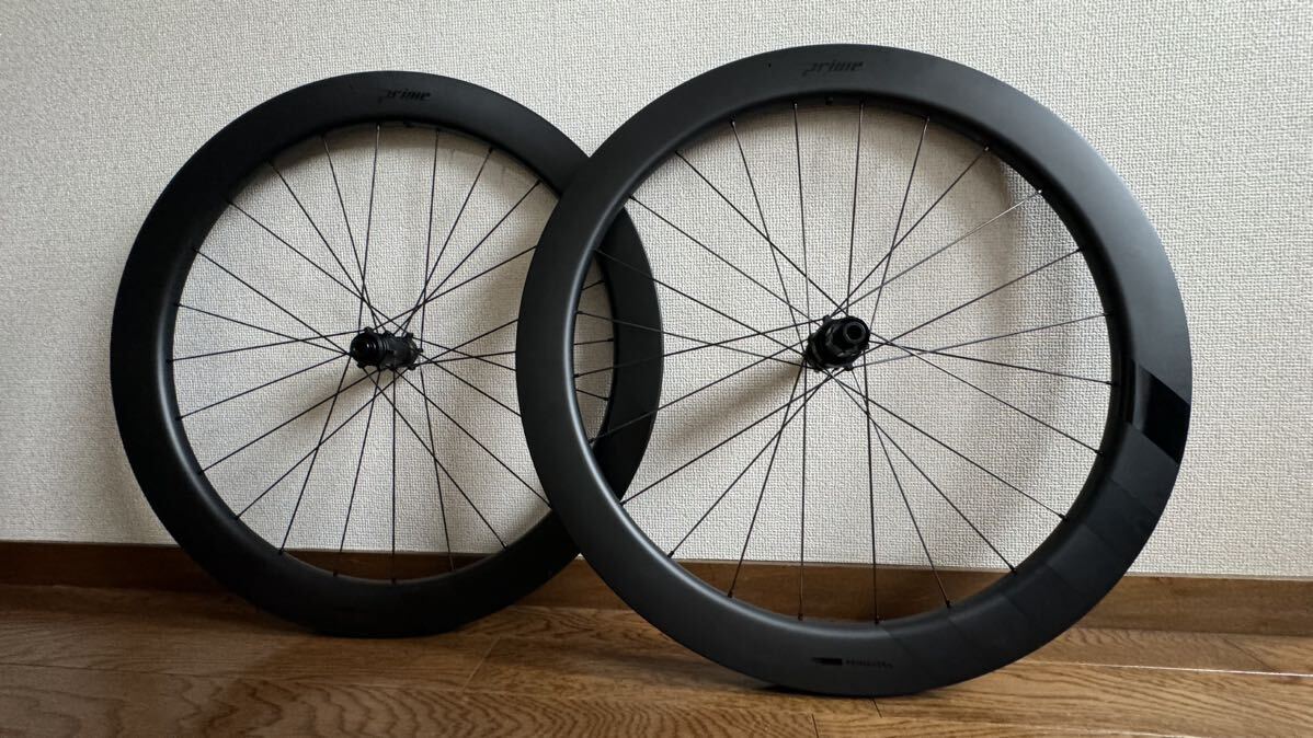 【美品】Prime PRIMAVERA 56 リムテープ/TLバルブ新品 カーボンホイール 即決時おまけ付き