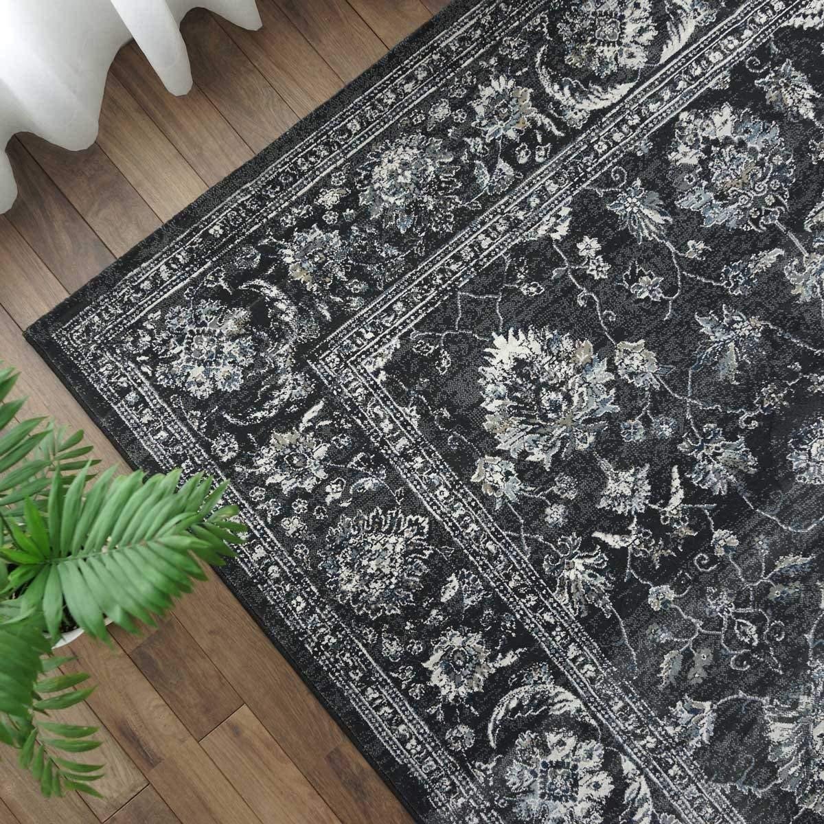 ■■サヤンサヤン カーペット 高密度50万ノット ペルシャ柄 ウィルトン織り 約 200×250 cm 3 畳 ブラック