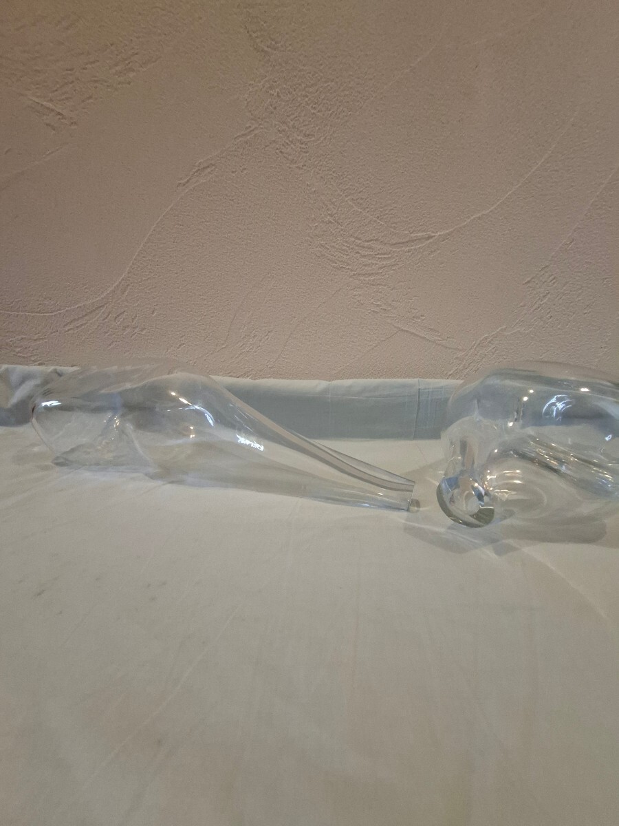 ガラス オブジェ 作家物 サイン有 光島和子大約41cm×12cm×9cm 小約26cm×12cm×14cm