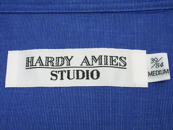 美品★HARDY AMIES STUDIO*ハーディエイミス★青*ブルー★胸ポケット付★レギュラーカラー★長袖*コットン*ドレスシャツ★39/84*M★メンズ_画像3