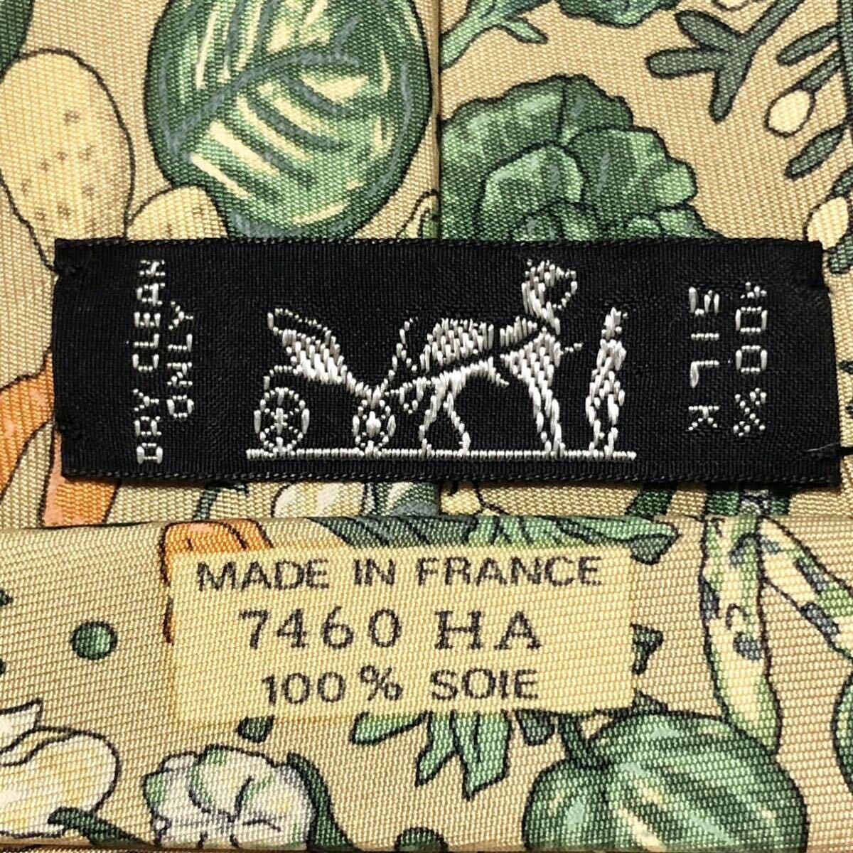 美品 希少デザイン HERMES エルメス ネクタイ スカーフ柄 野菜総 美品 希少デザイン HERMES エルメス ネクタイ スカーフ柄 野菜総
