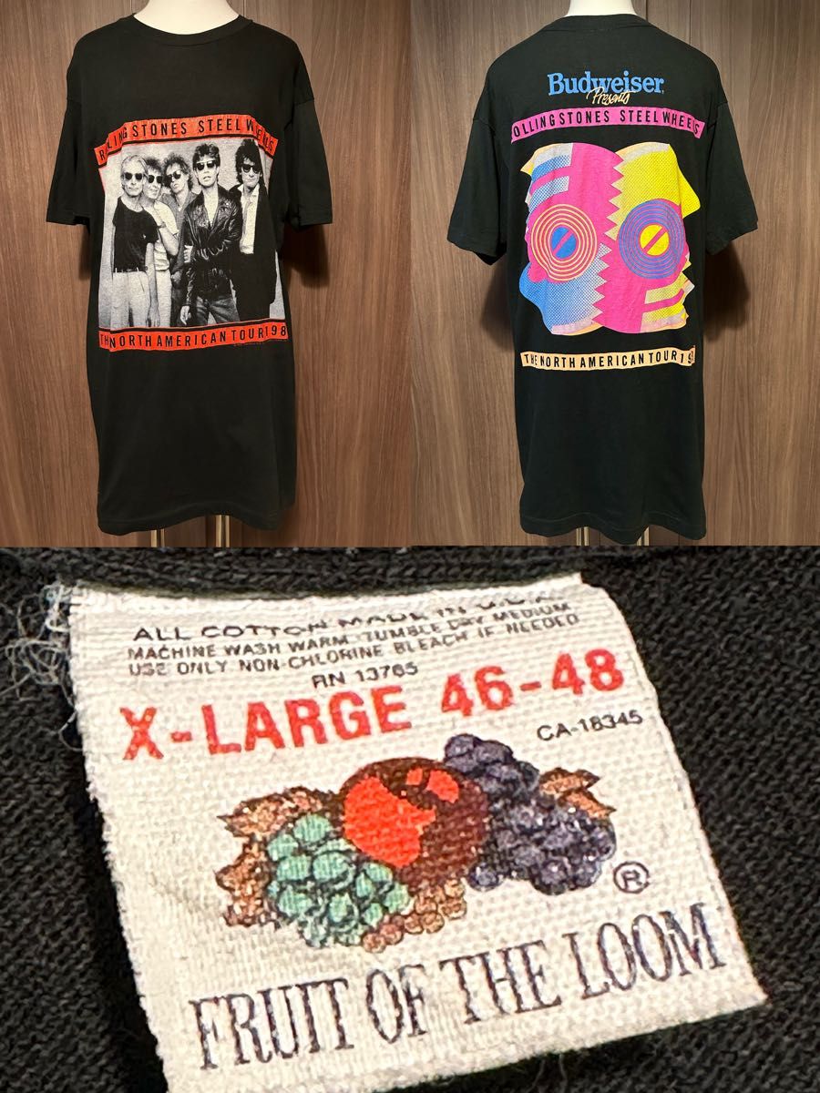 1989年 ローリングストーンズ 北米ツアー TシャツXL シングル 1989年 ローリングストーンズ 北米ツアー TシャツXL シングル