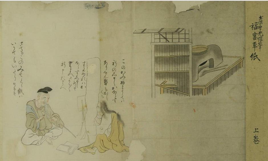 福富草紙絵巻　上巻　《木原元象（後の肥後狩野家十代狩野養長）天保六（1835）写》　仮巻