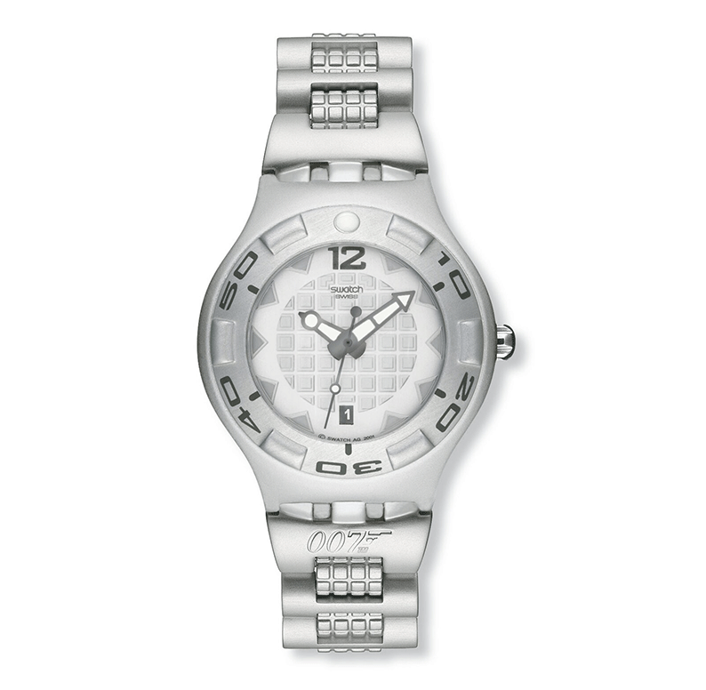 007★入手困難コラボモデル★THE SPY WHO LOVED ME★SWATCH★日付機(jī)能付★美品★ジェームズ?ボンド★電池交換済み★オメガ好きも見てね