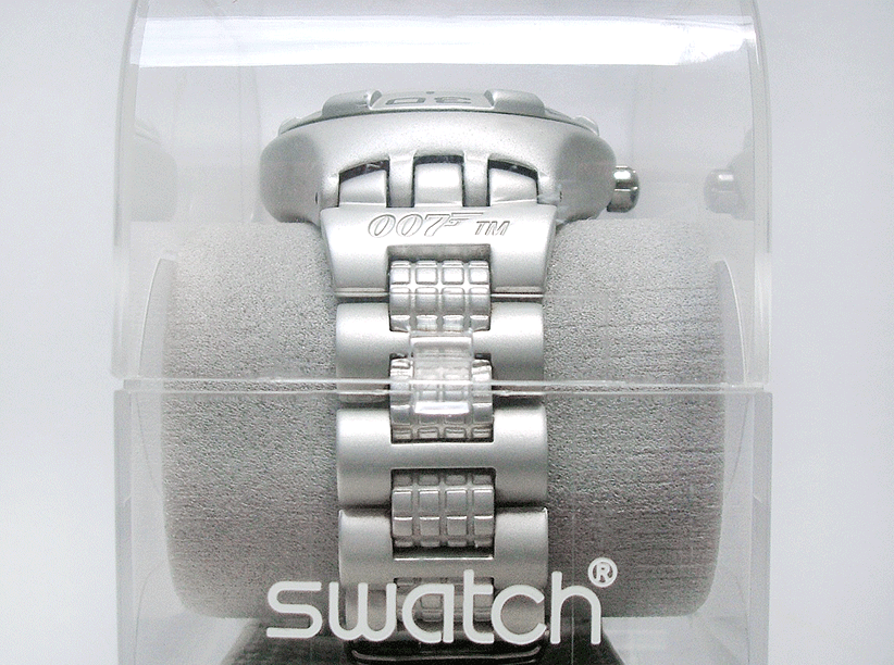 007★入手困難コラボモデル★THE SPY WHO LOVED ME★SWATCH★日付機(jī)能付★美品★ジェームズ?ボンド★電池交換済み★オメガ好きも見てね