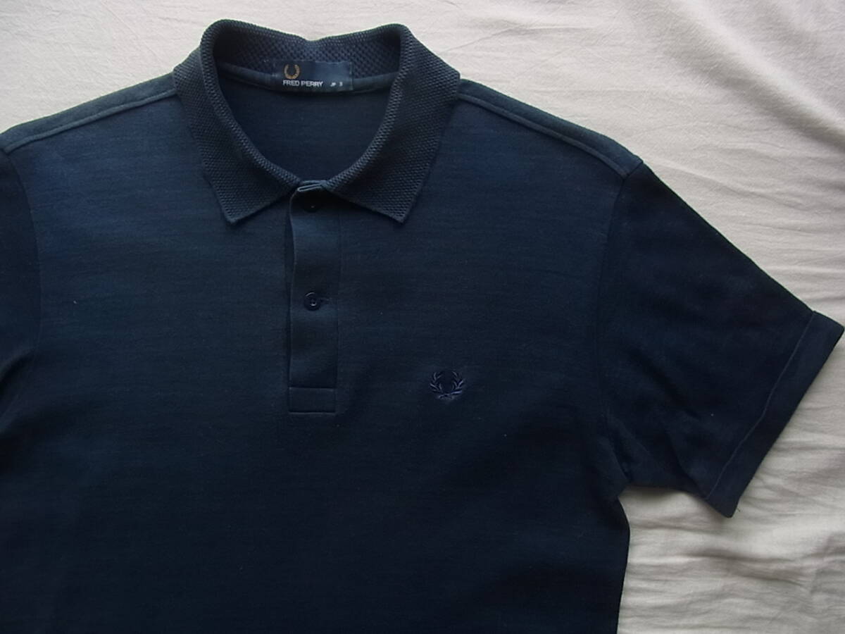 FRED PERRY Fred Perry polo-shirt size S made in Japan navy color fading equipped 