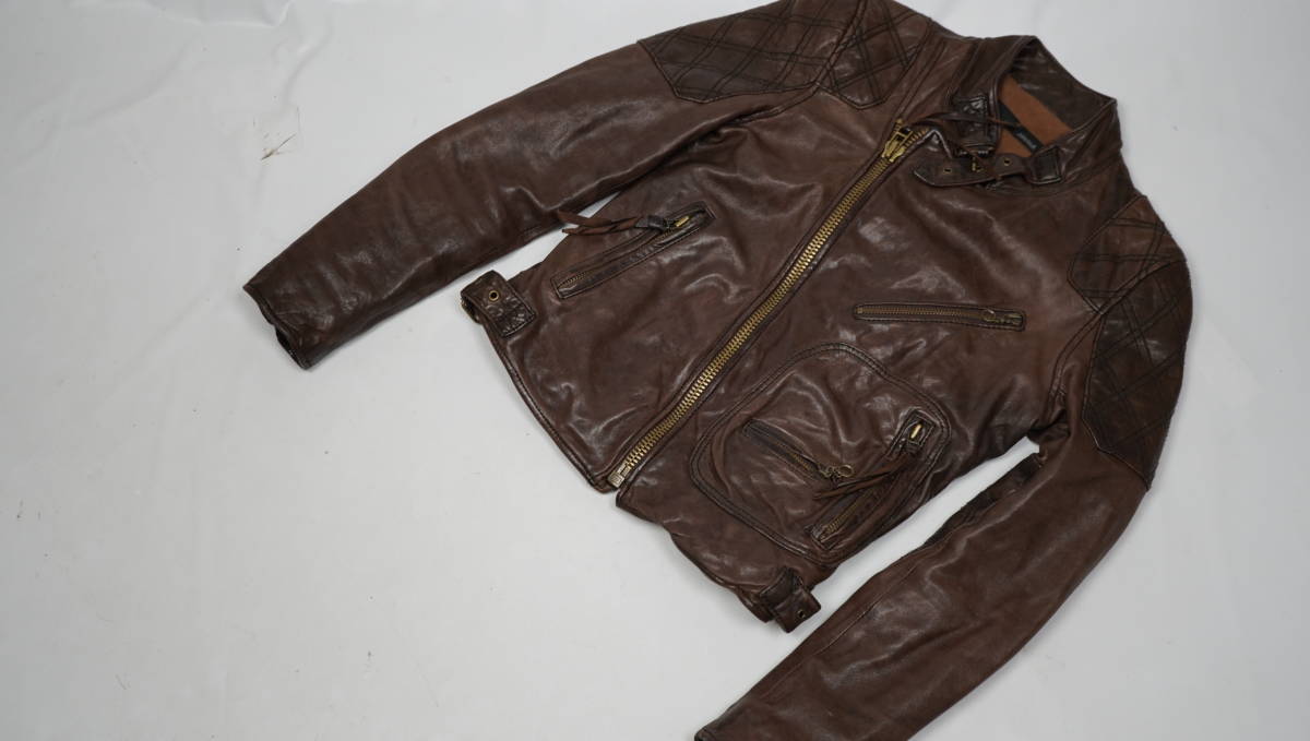  free shipping * super rare * Johnbull *Johnbull* sheepskin leather semi-double rider's jacket * sheep leather original leather *