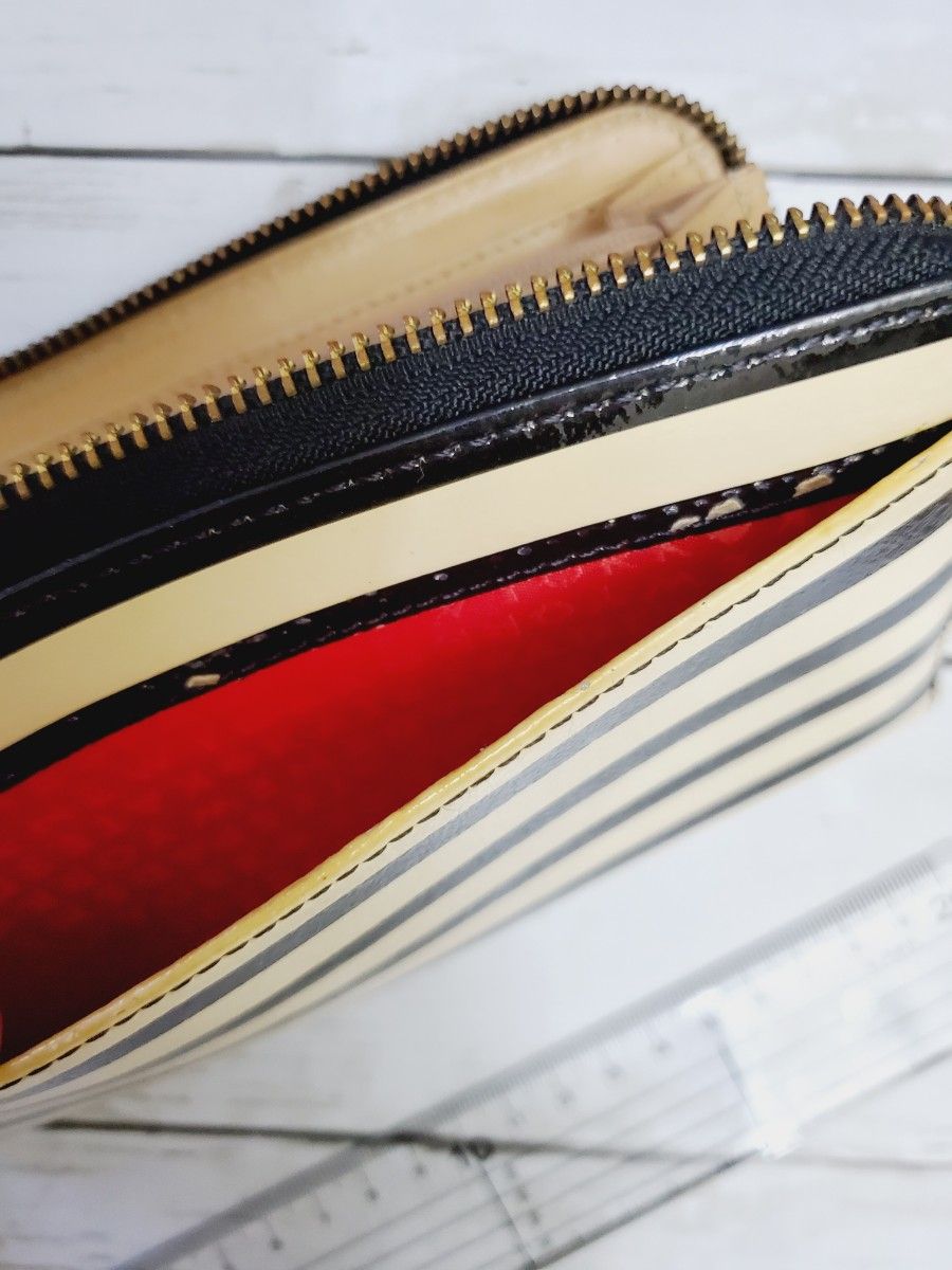 ケイトスペード kate spade 長財布 エナメル ボーダー アメリカ ケイトスペード kate spade 長財布 エナメル ボーダー アメリカ
