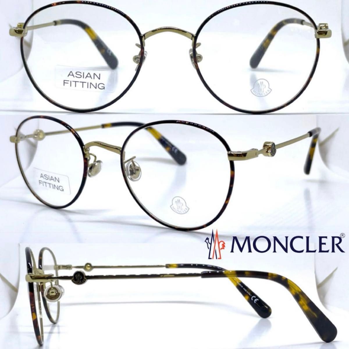 MONCLER モンクレール メガネフレーム ML5140-D 052 ブラウンデミリムカラー/ゴールド ボストン メガネ 眼鏡