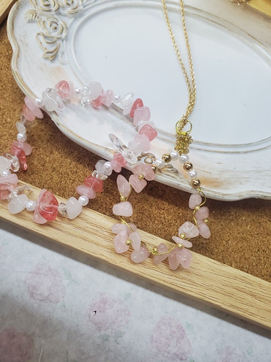 ブレスレットプレゼント さざれ石 ハンドメイド ネックレス ブレスレットプレゼント さざれ石 ハンドメイド ネックレス