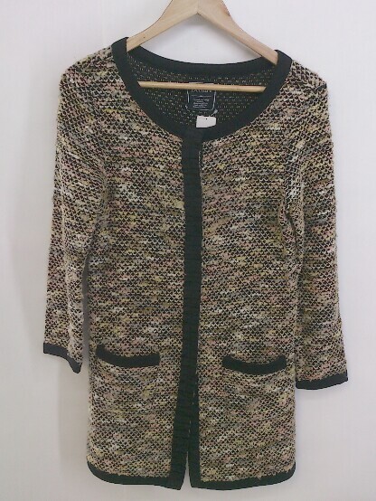 * Declareti Crea total pattern long sleeve knitted cardigan size 1 black beige Pink Lady -sP