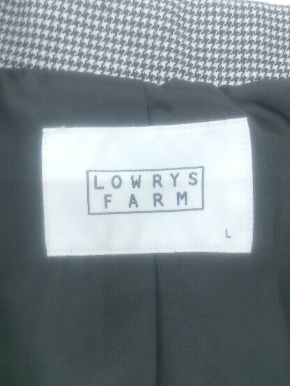 ◇ LOWRYS FARM ローリーズファーム 千鳥格子 ロング 長袖 ジャケット サイズL ブラック ホワイト レディース P