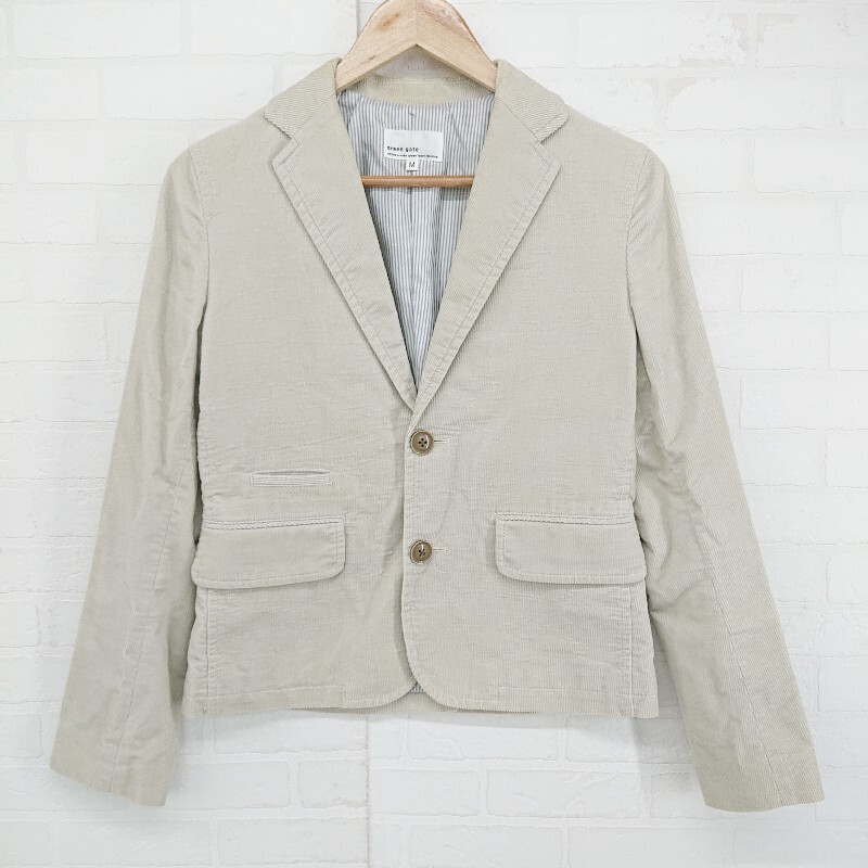 ◇ Green Gate UNITED ARROWS コーデュロイ 2B シングル 長袖 テーラード ジャケット サイズM ベージュ系 メンズ E