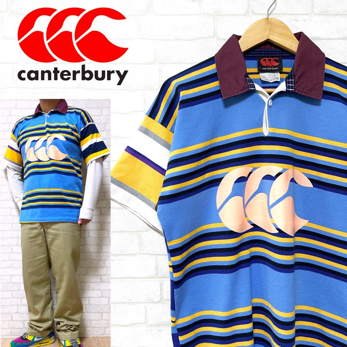 CANTERBURY カンタベリー マルチカラー ボーダー ラガーシャツ CANTERBURY カンタベリー マルチカラー ボーダー ラガーシャツ