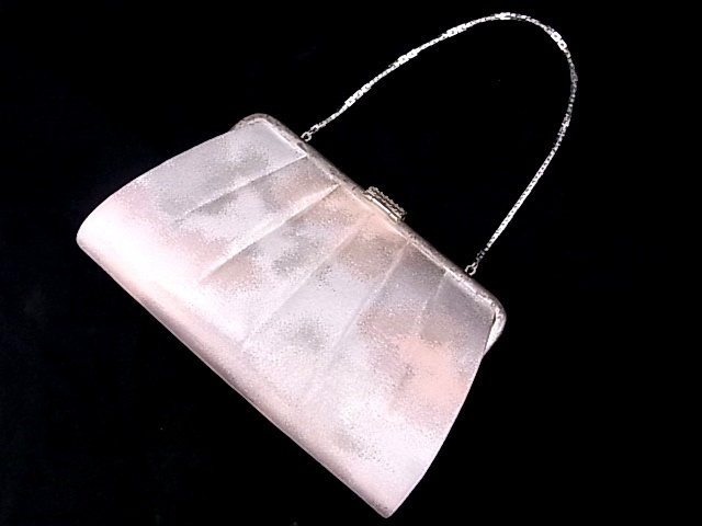 e1415 clutch bag white silver light pink handbag party bag lady's bag USED
